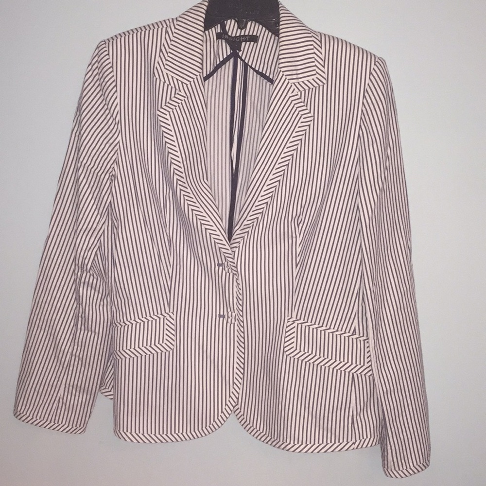 Striped suit jacket EUC
